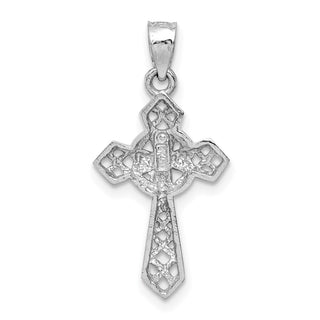 14K White Gold Polished Cross Pendant D4655