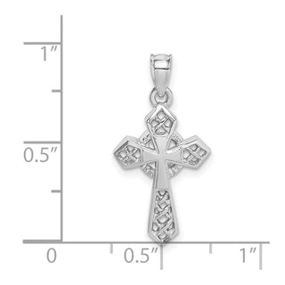 14K White Gold Polished Cross Pendant D4655