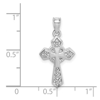 14K White Gold Polished Cross Pendant D4655