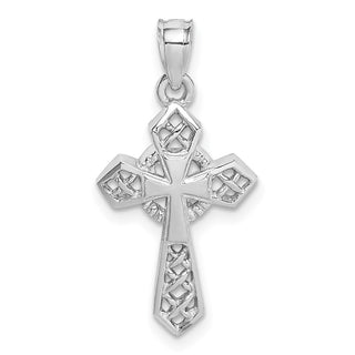 14K White Gold Polished Cross Pendant D4655