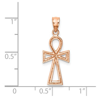 14k Rose Gold Polished Ankh Pendant