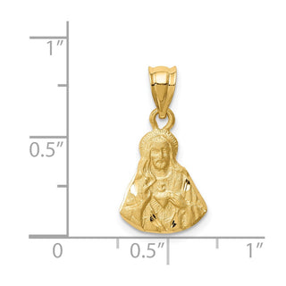 14k Yellow Gold Brushed and Diamond-Cut Jesus Pendant