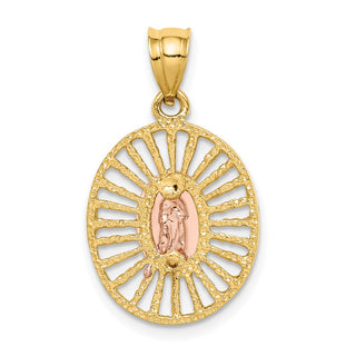 14K Two-tone Gold & White Rhodium Polished Guadalupe Pendant