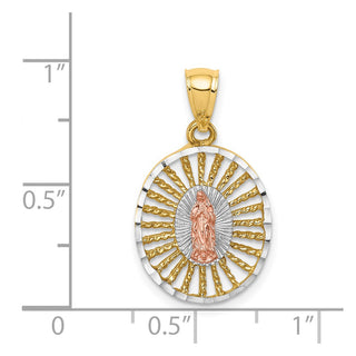 14K Two-tone Gold & White Rhodium Polished Guadalupe Pendant