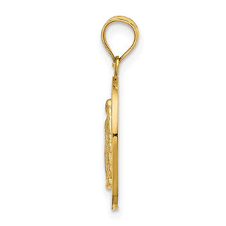 14k Yellow Gold Polished Virgin Mary Pendant