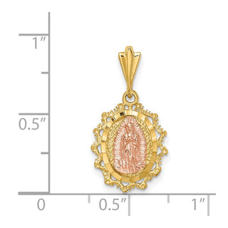 14K Two-tone Gold Polished St. Mary Medal Pendant