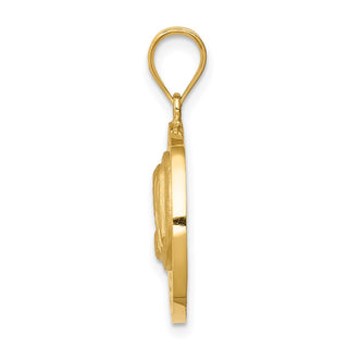 14k Yellow Gold Brushed & Polished Virgin Mary Pendant