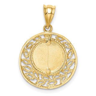 14k Yellow Gold Brushed & Polished Virgin Mary Pendant