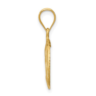 14k Yellow Gold Brushed and Diamond-Cut Virgin Mary Pendant