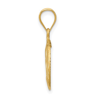 14k Yellow Gold Brushed and Diamond-Cut Virgin Mary Pendant