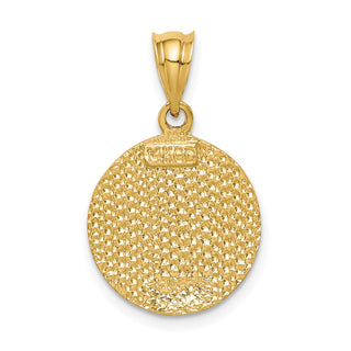 14k Yellow Gold Brushed and Diamond-Cut Virgin Mary Pendant