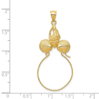 14k Yellow Gold Sea Shell Charm Holder Pendant