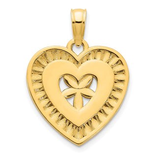 14k Yellow Gold Fancy Heart Pendant D5004