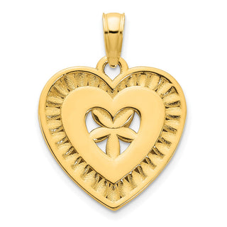 14k Yellow Gold Fancy Heart Pendant D5004