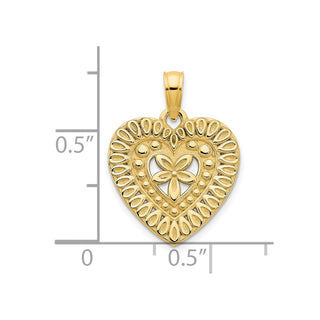 14k Yellow Gold Fancy Heart Pendant D5004