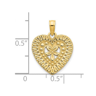 14k Yellow Gold Fancy Heart Pendant D5004