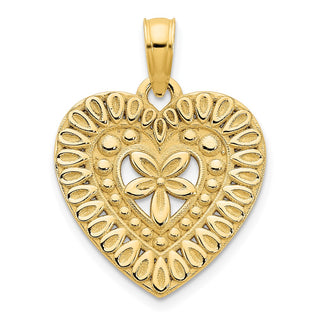 14k Yellow Gold Fancy Heart Pendant D5004
