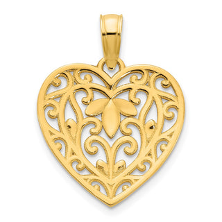 14k Yellow Gold Fancy Heart Pendant D5009
