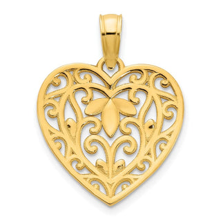 14k Yellow Gold Fancy Heart Pendant D5009