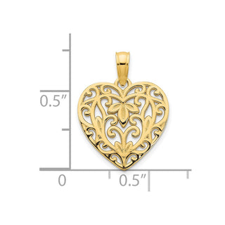 14k Yellow Gold Fancy Heart Pendant D5009