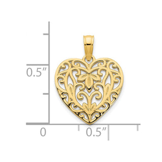 14k Yellow Gold Fancy Heart Pendant D5009