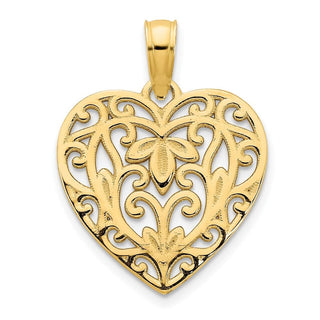 14k Yellow Gold Fancy Heart Pendant D5009