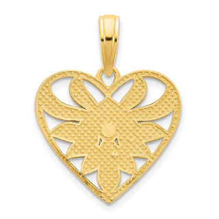 14k Yellow Gold Fancy Heart Pendant D5010