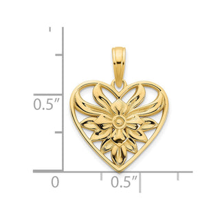 14k Yellow Gold Fancy Heart Pendant D5010