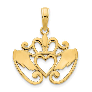 14k Yellow Gold Fancy Claddagh Pendant D5011