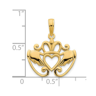 14k Yellow Gold Fancy Claddagh Pendant D5011