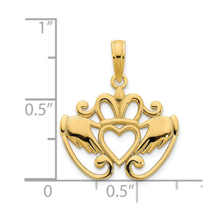 14k Yellow Gold Fancy Claddagh Pendant D5011