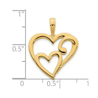 14k Yellow Gold Heart in Heart Pendant