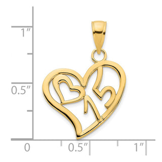 14k Yellow Gold #15 Heart Pendant