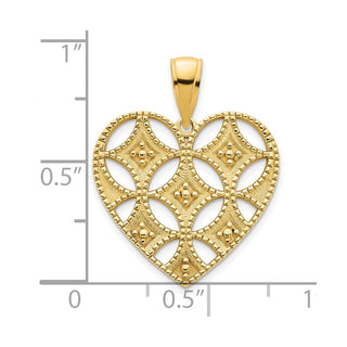 14k Yellow Gold Fancy Heart Pendant D5034
