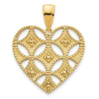 14k Yellow Gold Fancy Heart Pendant D5034