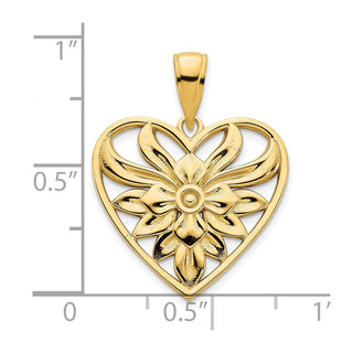 14k Yellow Gold Fancy Heart Pendant D5035