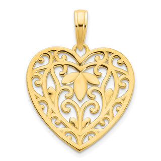 14k Yellow Gold Fancy Heart Pendant D5036