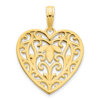 14k Yellow Gold Fancy Heart Pendant D5036