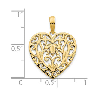 14k Yellow Gold Fancy Heart Pendant D5036
