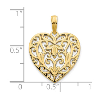 14k Yellow Gold Fancy Heart Pendant D5036