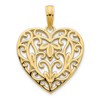 14k Yellow Gold Fancy Heart Pendant D5036