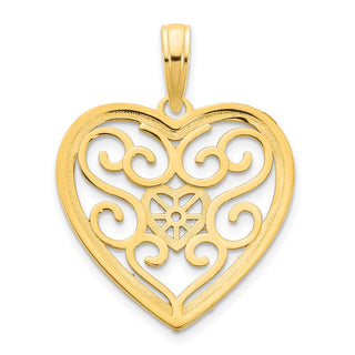 14k Yellow Gold Fancy Heart Pendant D5040