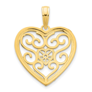 14k Yellow Gold Fancy Heart Pendant D5040