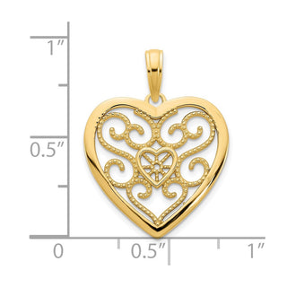 14k Yellow Gold Fancy Heart Pendant D5040