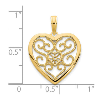 14k Yellow Gold Fancy Heart Pendant D5040