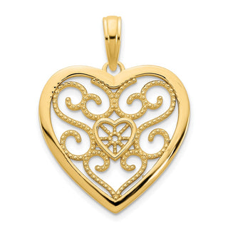 14k Yellow Gold Fancy Heart Pendant D5040