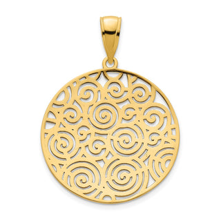 14k Yellow Gold Fancy Filigree Disc Pendant