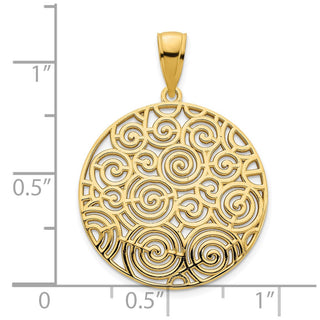 14k Yellow Gold Fancy Filigree Disc Pendant