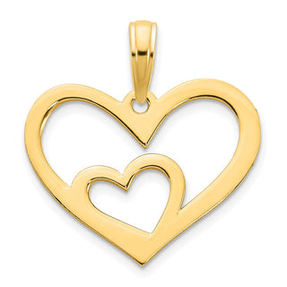 14k Yellow Gold Heart in a Heart Pendant D5045