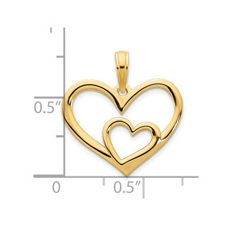 14k Yellow Gold Heart in a Heart Pendant D5045